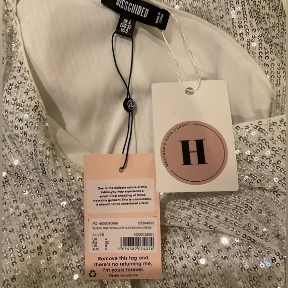 Misguided gorgeous silver sequin little mini dress, New with tags! - Picture 7 of 8